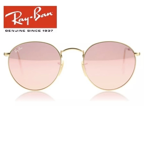RayBan Round Metal Pink Mirror Lenses RB3447 Men & Women - Picture 3 of 14